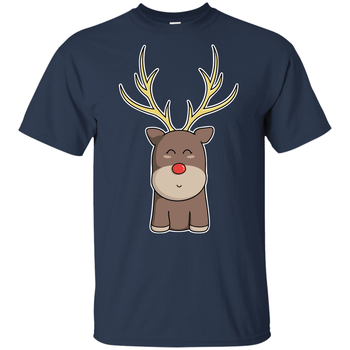 T-Shirts Navy / YXS Kawaii Christmas Reindeer Youth T-Shirt