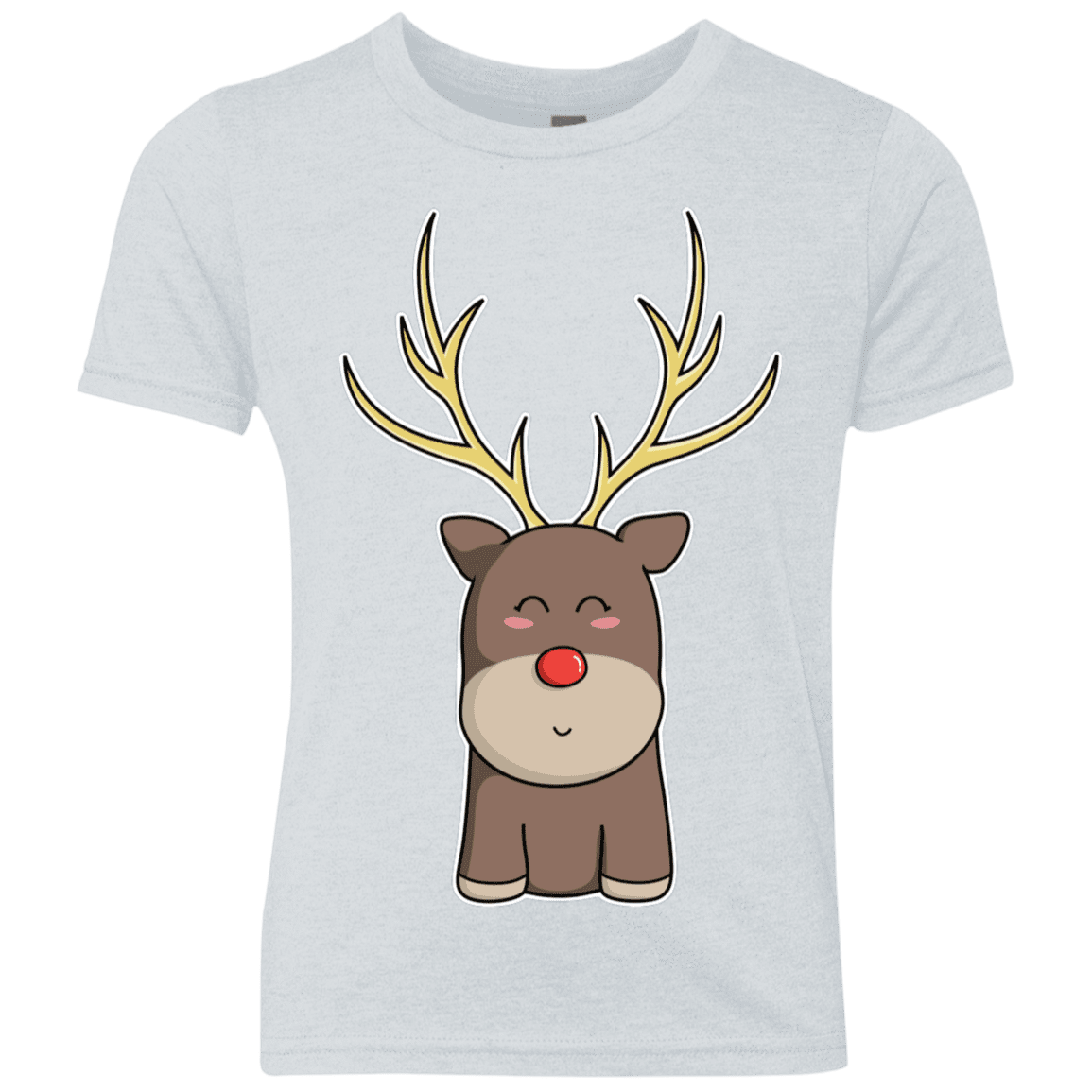 T-Shirts Heather White / YXS Kawaii Christmas Reindeer Youth Triblend T-Shirt