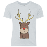 T-Shirts Heather White / YXS Kawaii Christmas Reindeer Youth Triblend T-Shirt