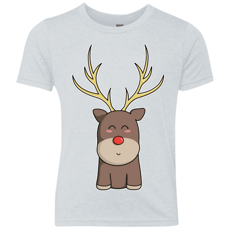 T-Shirts Heather White / YXS Kawaii Christmas Reindeer Youth Triblend T-Shirt