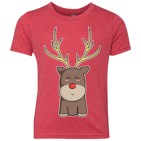T-Shirts Vintage Red / YXS Kawaii Christmas Reindeer Youth Triblend T-Shirt