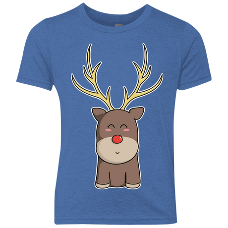 T-Shirts Vintage Royal / YXS Kawaii Christmas Reindeer Youth Triblend T-Shirt
