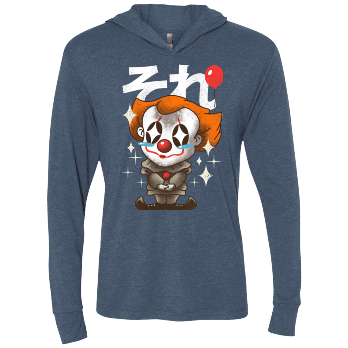 T-Shirts Indigo / X-Small Kawaii Clown Triblend Long Sleeve Hoodie Tee