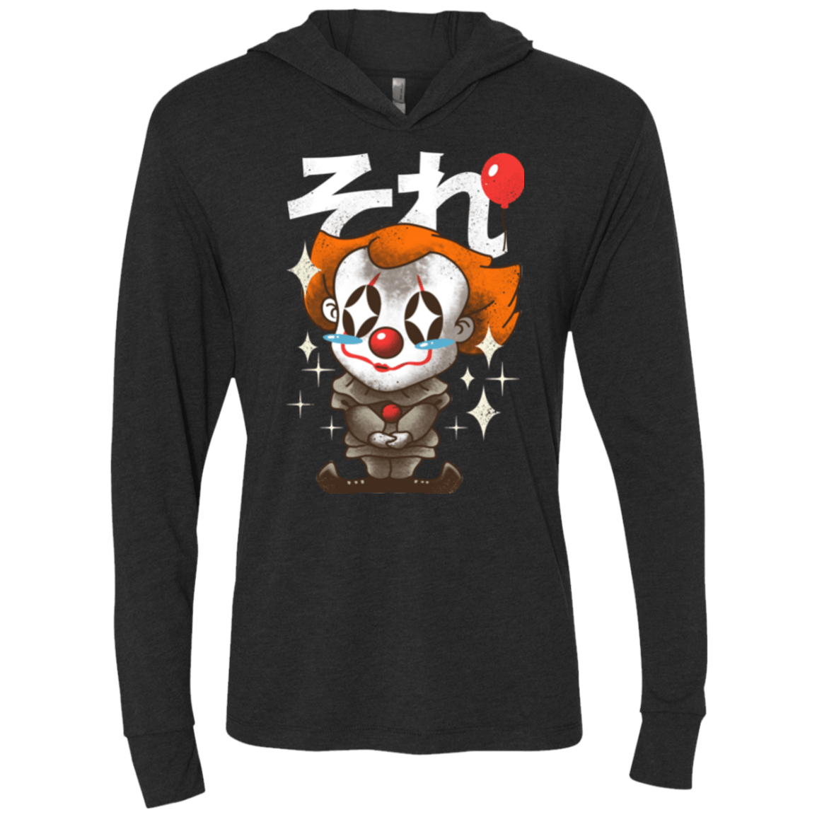 T-Shirts Vintage Black / X-Small Kawaii Clown Triblend Long Sleeve Hoodie Tee