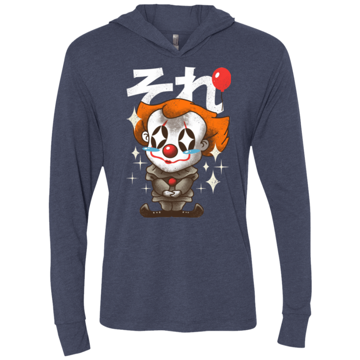 T-Shirts Vintage Navy / X-Small Kawaii Clown Triblend Long Sleeve Hoodie Tee