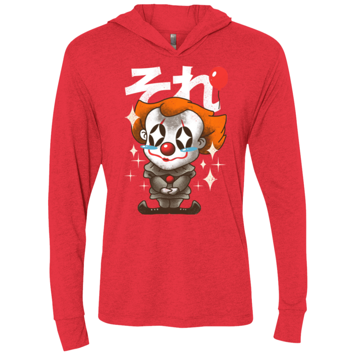 T-Shirts Vintage Red / X-Small Kawaii Clown Triblend Long Sleeve Hoodie Tee