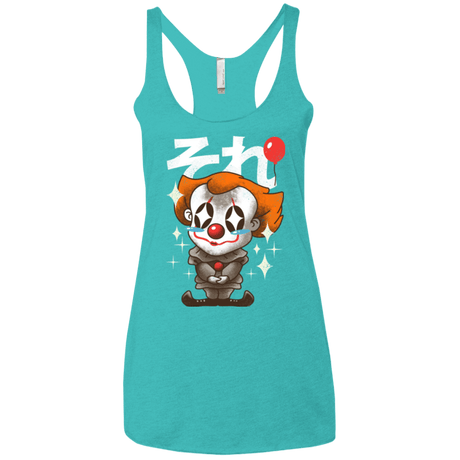 T-Shirts Tahiti Blue / X-Small Kawaii Clown Women's Triblend Racerback Tank