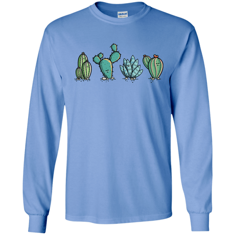 T-Shirts Carolina Blue / S Kawaii Cute Cactus Plants Men's Long Sleeve T-Shirt