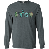 T-Shirts Dark Heather / S Kawaii Cute Cactus Plants Men's Long Sleeve T-Shirt