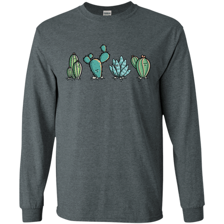 T-Shirts Dark Heather / S Kawaii Cute Cactus Plants Men's Long Sleeve T-Shirt