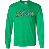 T-Shirts Irish Green / S Kawaii Cute Cactus Plants Men's Long Sleeve T-Shirt