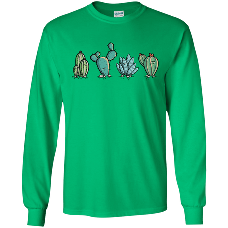 T-Shirts Irish Green / S Kawaii Cute Cactus Plants Men's Long Sleeve T-Shirt