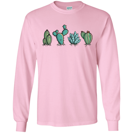 T-Shirts Light Pink / S Kawaii Cute Cactus Plants Men's Long Sleeve T-Shirt