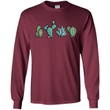 T-Shirts Maroon / S Kawaii Cute Cactus Plants Men's Long Sleeve T-Shirt