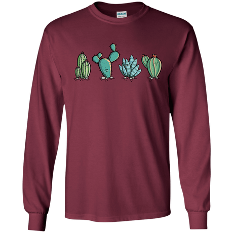 T-Shirts Maroon / S Kawaii Cute Cactus Plants Men's Long Sleeve T-Shirt