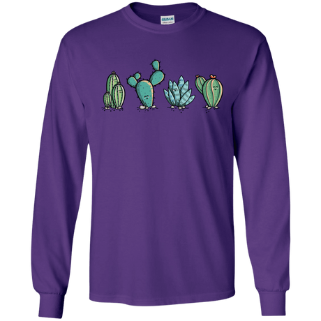 T-Shirts Purple / S Kawaii Cute Cactus Plants Men's Long Sleeve T-Shirt