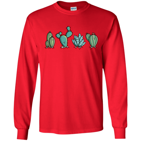 T-Shirts Red / S Kawaii Cute Cactus Plants Men's Long Sleeve T-Shirt