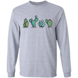 T-Shirts Sport Grey / S Kawaii Cute Cactus Plants Men's Long Sleeve T-Shirt