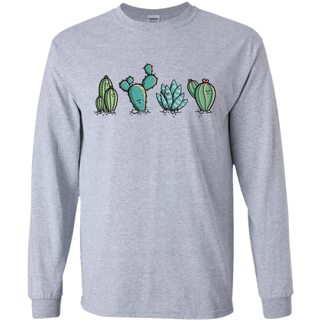 T-Shirts Sport Grey / S Kawaii Cute Cactus Plants Men's Long Sleeve T-Shirt