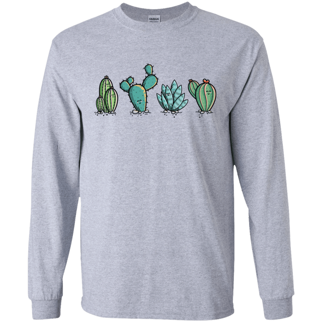 T-Shirts Sport Grey / S Kawaii Cute Cactus Plants Men's Long Sleeve T-Shirt