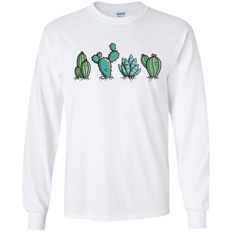 T-Shirts White / S Kawaii Cute Cactus Plants Men's Long Sleeve T-Shirt