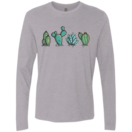 T-Shirts Heather Grey / S Kawaii Cute Cactus Plants Men's Premium Long Sleeve