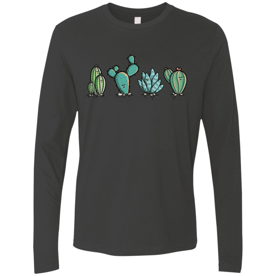 T-Shirts Heavy Metal / S Kawaii Cute Cactus Plants Men's Premium Long Sleeve