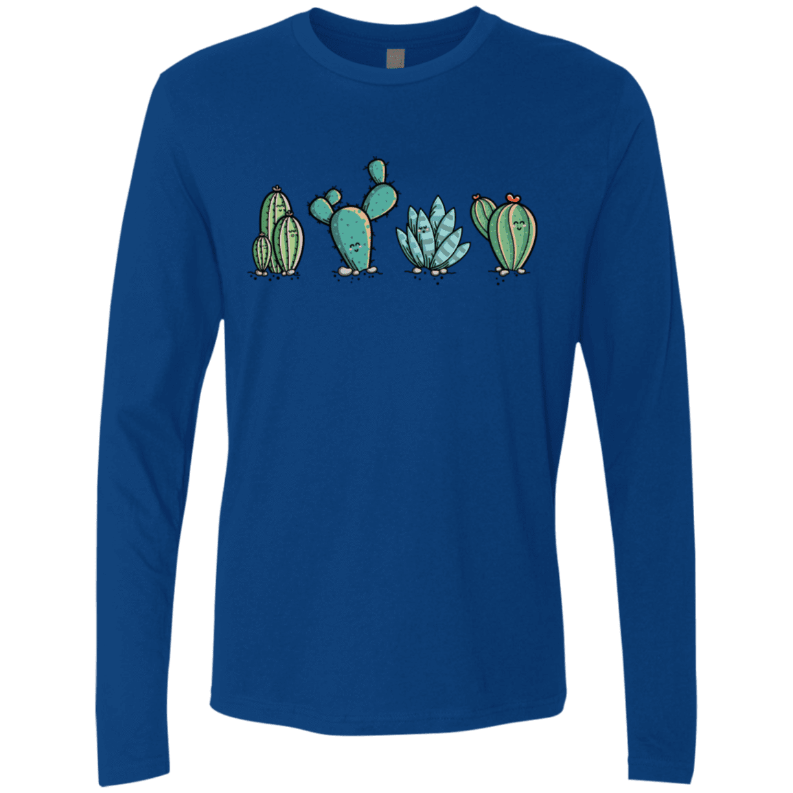 T-Shirts Royal / S Kawaii Cute Cactus Plants Men's Premium Long Sleeve
