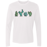 T-Shirts White / S Kawaii Cute Cactus Plants Men's Premium Long Sleeve