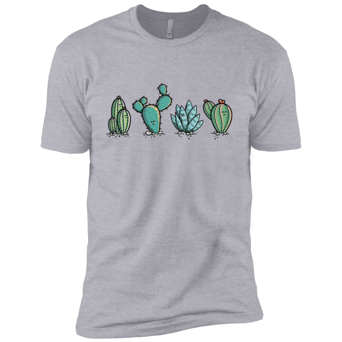 T-Shirts Heather Grey / X-Small Kawaii Cute Cactus Plants Men's Premium T-Shirt