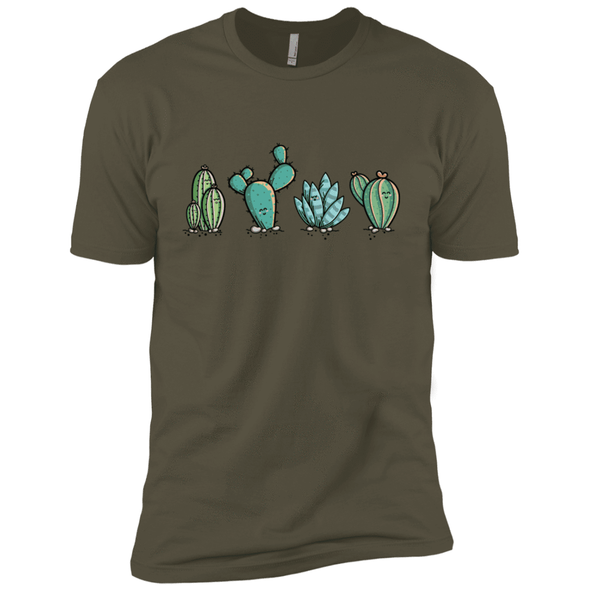 T-Shirts Military Green / X-Small Kawaii Cute Cactus Plants Men's Premium T-Shirt