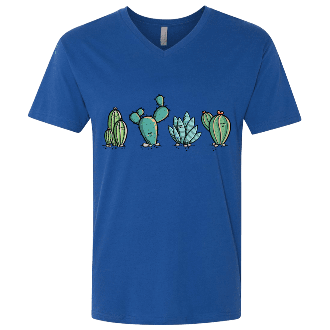 T-Shirts Royal / X-Small Kawaii Cute Cactus Plants Men's Premium V-Neck