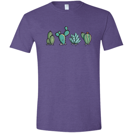 T-Shirts Heather Purple / S Kawaii Cute Cactus Plants Men's Semi-Fitted Softstyle