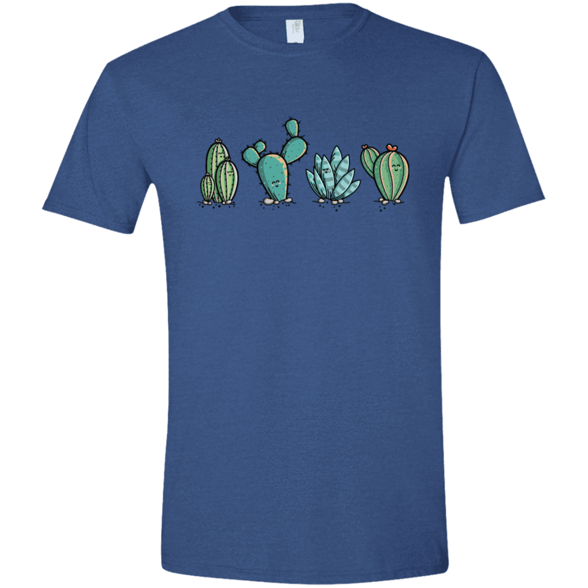 T-Shirts Heather Royal / X-Small Kawaii Cute Cactus Plants Men's Semi-Fitted Softstyle