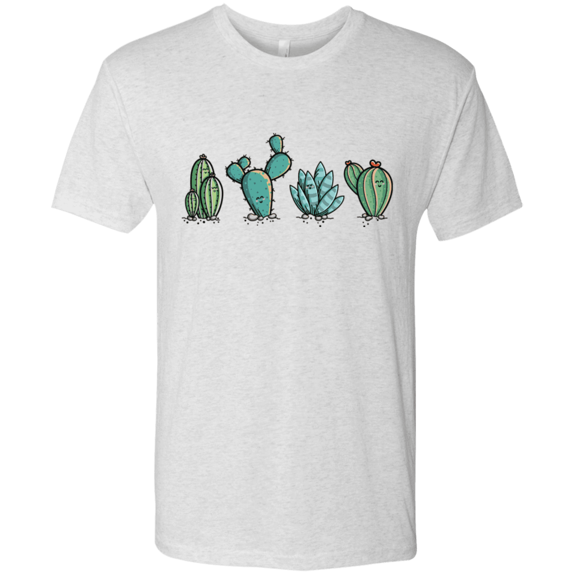 T-Shirts Heather White / S Kawaii Cute Cactus Plants Men's Triblend T-Shirt