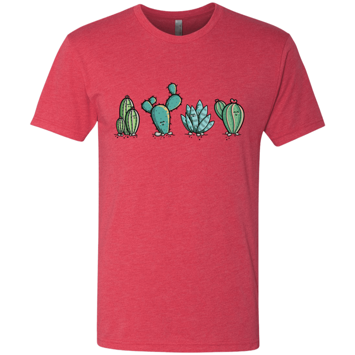 T-Shirts Vintage Red / S Kawaii Cute Cactus Plants Men's Triblend T-Shirt