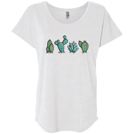 T-Shirts Heather White / X-Small Kawaii Cute Cactus Plants Triblend Dolman Sleeve