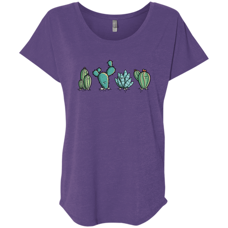 T-Shirts Purple Rush / X-Small Kawaii Cute Cactus Plants Triblend Dolman Sleeve