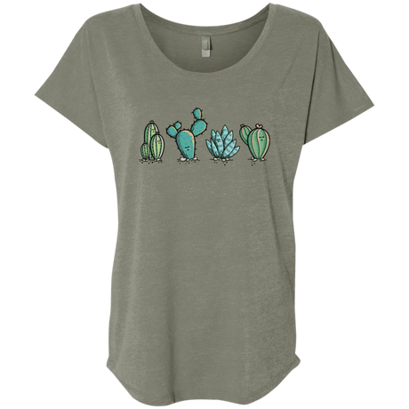T-Shirts Venetian Grey / X-Small Kawaii Cute Cactus Plants Triblend Dolman Sleeve