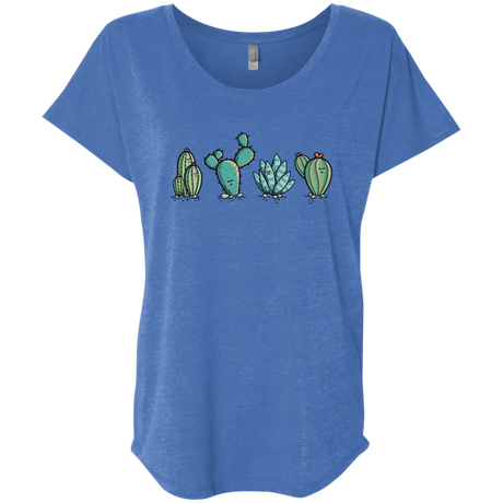 T-Shirts Vintage Royal / X-Small Kawaii Cute Cactus Plants Triblend Dolman Sleeve