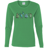 T-Shirts Irish Green / S Kawaii Cute Cactus Plants Women's Long Sleeve T-Shirt