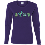 T-Shirts Purple / S Kawaii Cute Cactus Plants Women's Long Sleeve T-Shirt