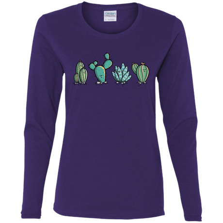 T-Shirts Purple / S Kawaii Cute Cactus Plants Women's Long Sleeve T-Shirt