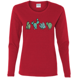 T-Shirts Red / S Kawaii Cute Cactus Plants Women's Long Sleeve T-Shirt