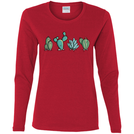 T-Shirts Red / S Kawaii Cute Cactus Plants Women's Long Sleeve T-Shirt