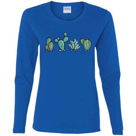 T-Shirts Royal / S Kawaii Cute Cactus Plants Women's Long Sleeve T-Shirt