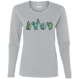 T-Shirts Sport Grey / S Kawaii Cute Cactus Plants Women's Long Sleeve T-Shirt