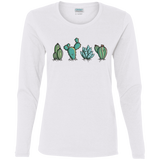 T-Shirts White / S Kawaii Cute Cactus Plants Women's Long Sleeve T-Shirt