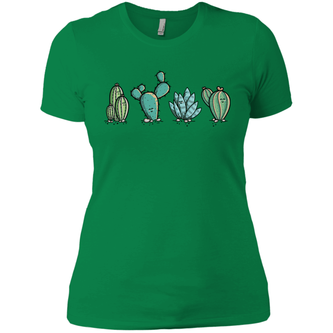 T-Shirts Kelly Green / X-Small Kawaii Cute Cactus Plants Women's Premium T-Shirt
