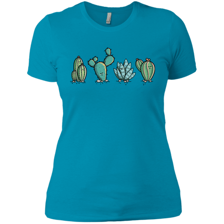 T-Shirts Turquoise / X-Small Kawaii Cute Cactus Plants Women's Premium T-Shirt